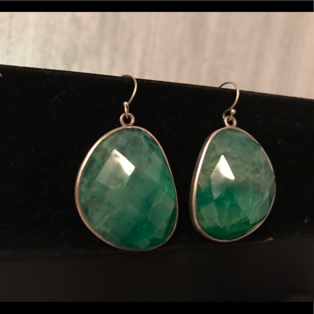 Green Dragons Vein Agate & Silver Earings